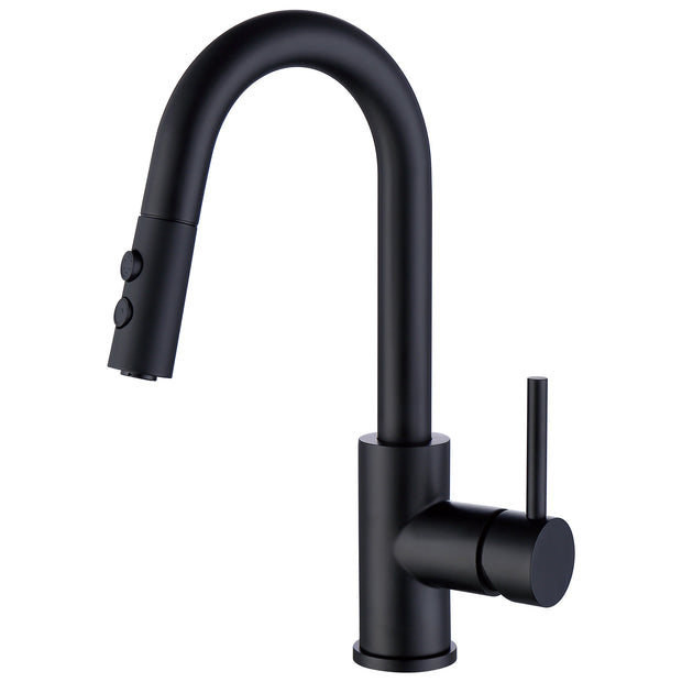 Bar Faucet with Pull Out Sprayer Single Hole Matte Black, Single Handle Stainless Steel Bar Sink Faucets with Sprayer, Modern Small Kitchen Sink Faucet with cUPC Supply Hose