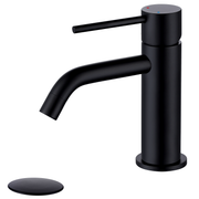 Single Hole Brass Matte Black Bathroom Faucet with Pop Up Drain Assembly and Faucet Supply Hose, Brass Single Handle Lavatory Sink Basin Faucets Mixer Taps