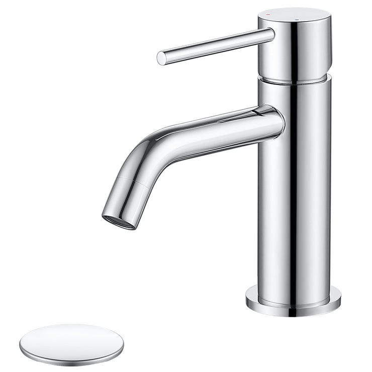 Chrome Bathroom Faucet Single Hole, Single Handle Water Faucet for Bathroom with Pop Up Drain Assembly and Water Faucet Supply Lines