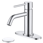 Bathroom Faucet Chrome Single Hole, Single Handle Bathroom Faucets for Sink with Pop Up Drain Assembly and 6 inch Deck Plate