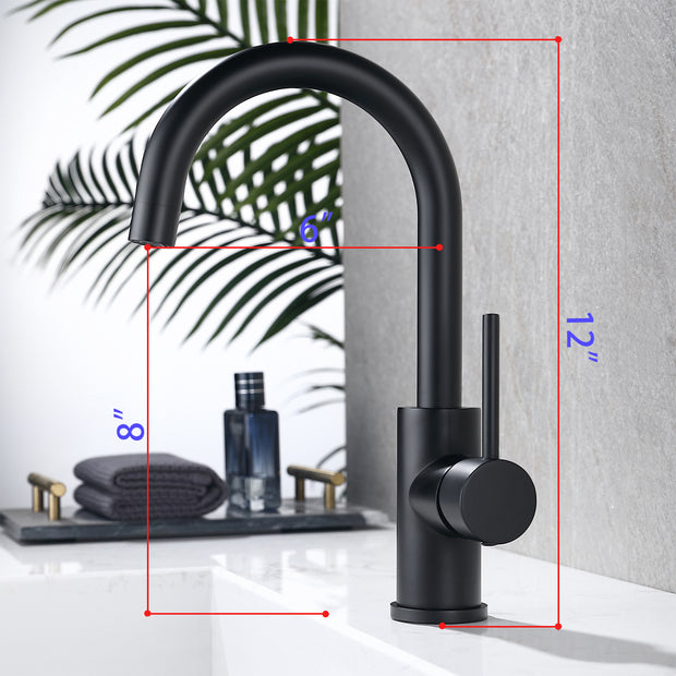 Bar Sink Faucets Single Hole, Matte Black Mini Kitchen Sink Faucets, Single Handle Lead-Free Modern Sink Mixer Tap