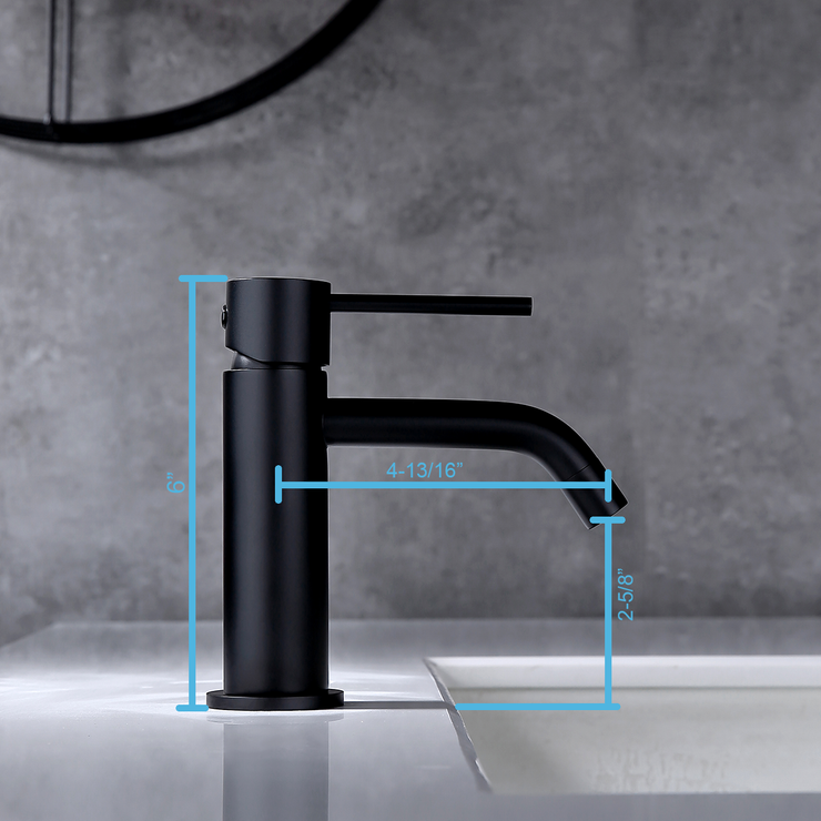 Single Hole Brass Matte Black Bathroom Faucet with Pop Up Drain Assembly and Faucet Supply Hose, Brass Single Handle Lavatory Sink Basin Faucets Mixer Taps