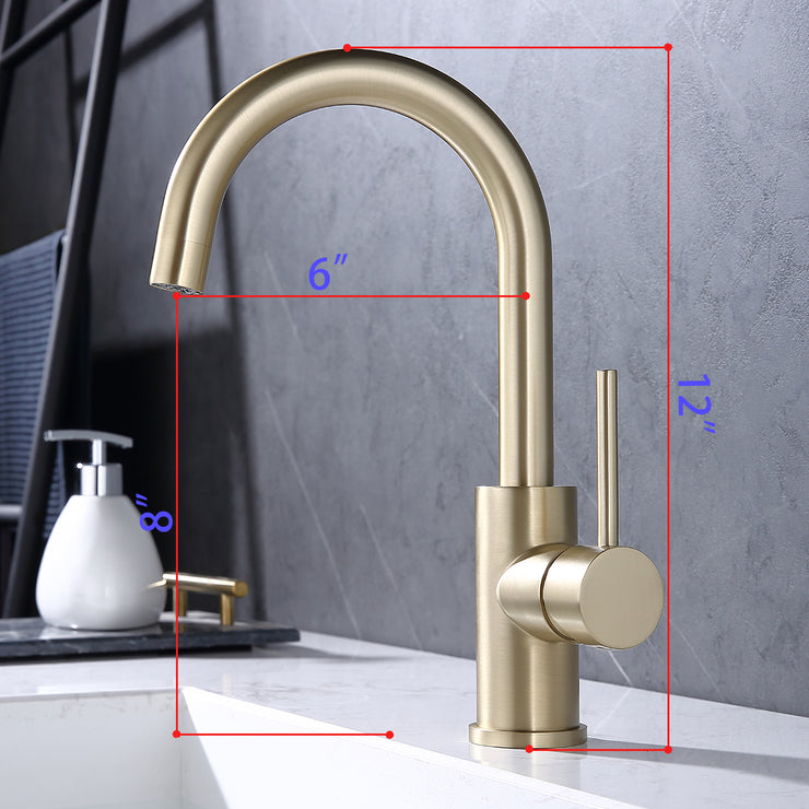 Bar Faucet Gold Single Hole, Brushed Gold Single Handle Bar Sink Faucet 1 Hole, Bar Prep Sink Faucet