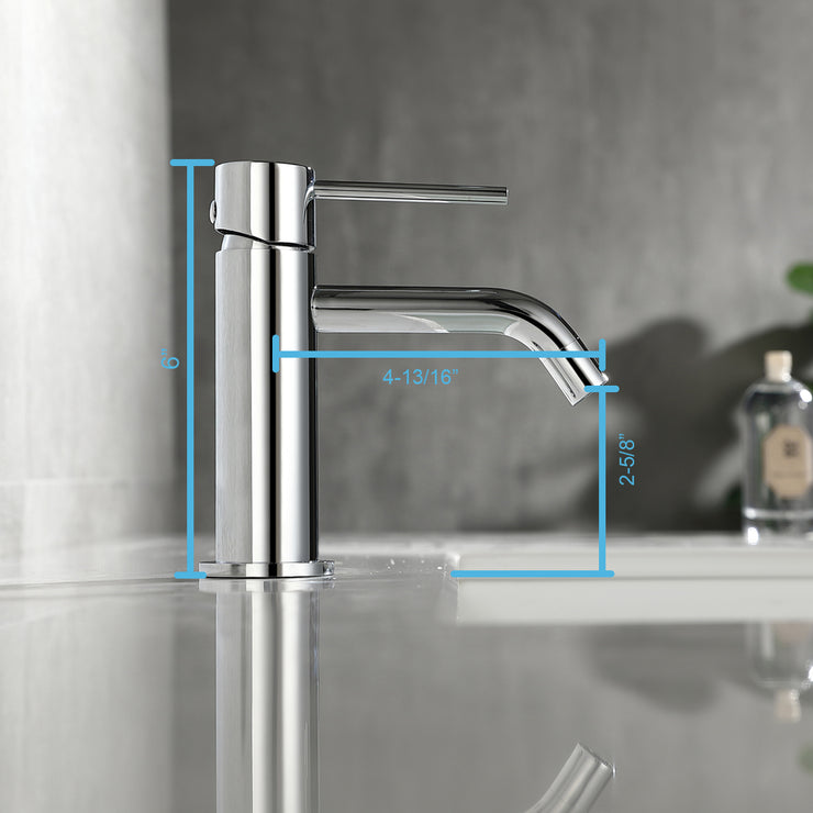 Chrome Bathroom Faucet Single Hole, Single Handle Water Faucet for Bathroom with Pop Up Drain Assembly and Water Faucet Supply Lines