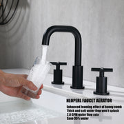 Black 3 Holes Widespread Bathroom Sink Faucet, 2 Handles Faucet for Bathroom Sink with Drain and cUPC Supply Hose