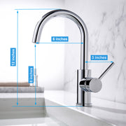 Single Hole Bar Faucet Chrome, Small Kitchen Sink Faucets with Hot and Cold Supply Lines, Single Handle Lead-Free Modern Wet Bar Faucet