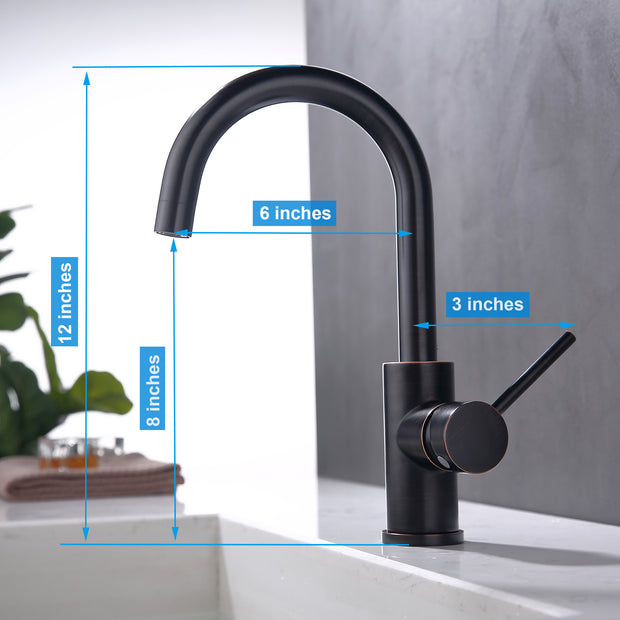 Oil Rubbed Bronze Bar Faucet Single Hole, ORB Wet Bar Faucets with Single Handle for Kitchen Sink and Mini Bar Deck Mounted