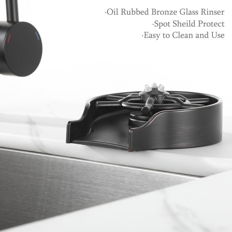 Oil Rubbed Bronze Glass Rinser for Kitchen Sink, Baby Bottle Washer Sink Accessories, Bar Cup Sprayer