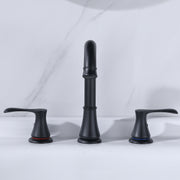 3 Hole Bathroom Faucet Black, Widespread Bathroom Faucet for Sink 3 Hole with Drain and cUPC Supply Hose