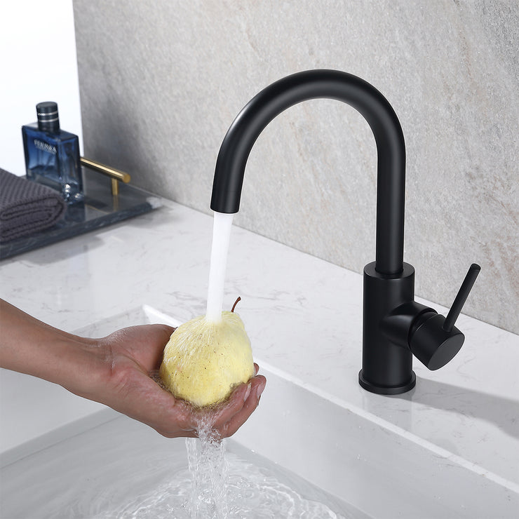 Bar Sink Faucets Single Hole, Matte Black Mini Kitchen Sink Faucets, Single Handle Lead-Free Modern Sink Mixer Tap