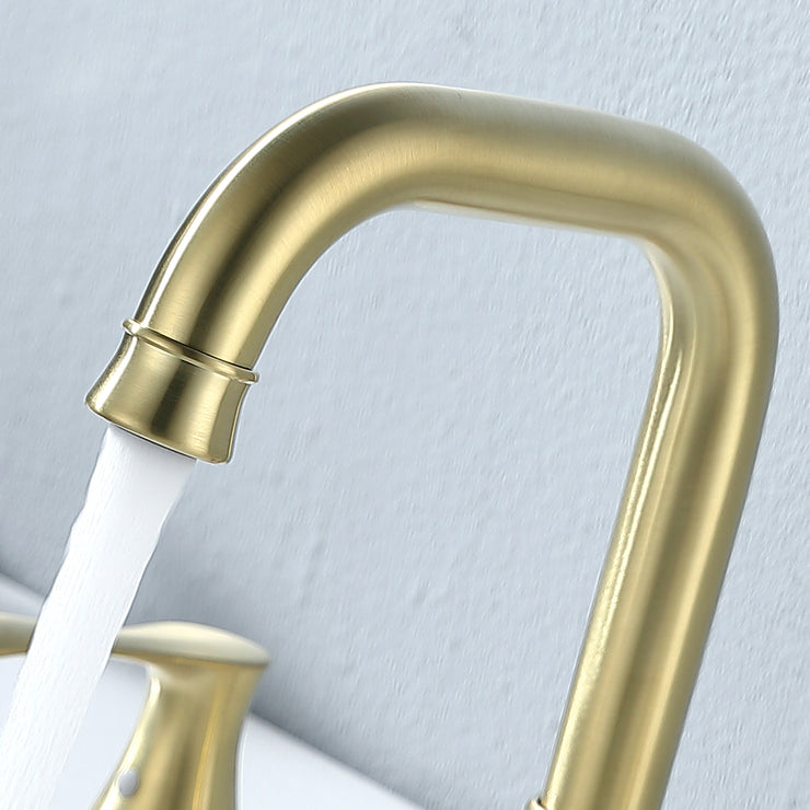 Widespread Bathroom Faucet Brushed Golde, 3 Pieces Bathroom Sink Faucet with Pop Up Drain and cUPC Supply Hose